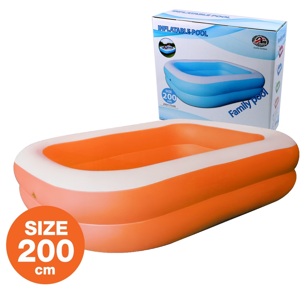 Telecorsa สระน้ำเป่าลม สระว่ายน้ำเป่าลม Family Pool ขนาด 200x175x46 cm สีส้ม  รุ่น Swimming-Pool-Orange-200-08c-Toy1