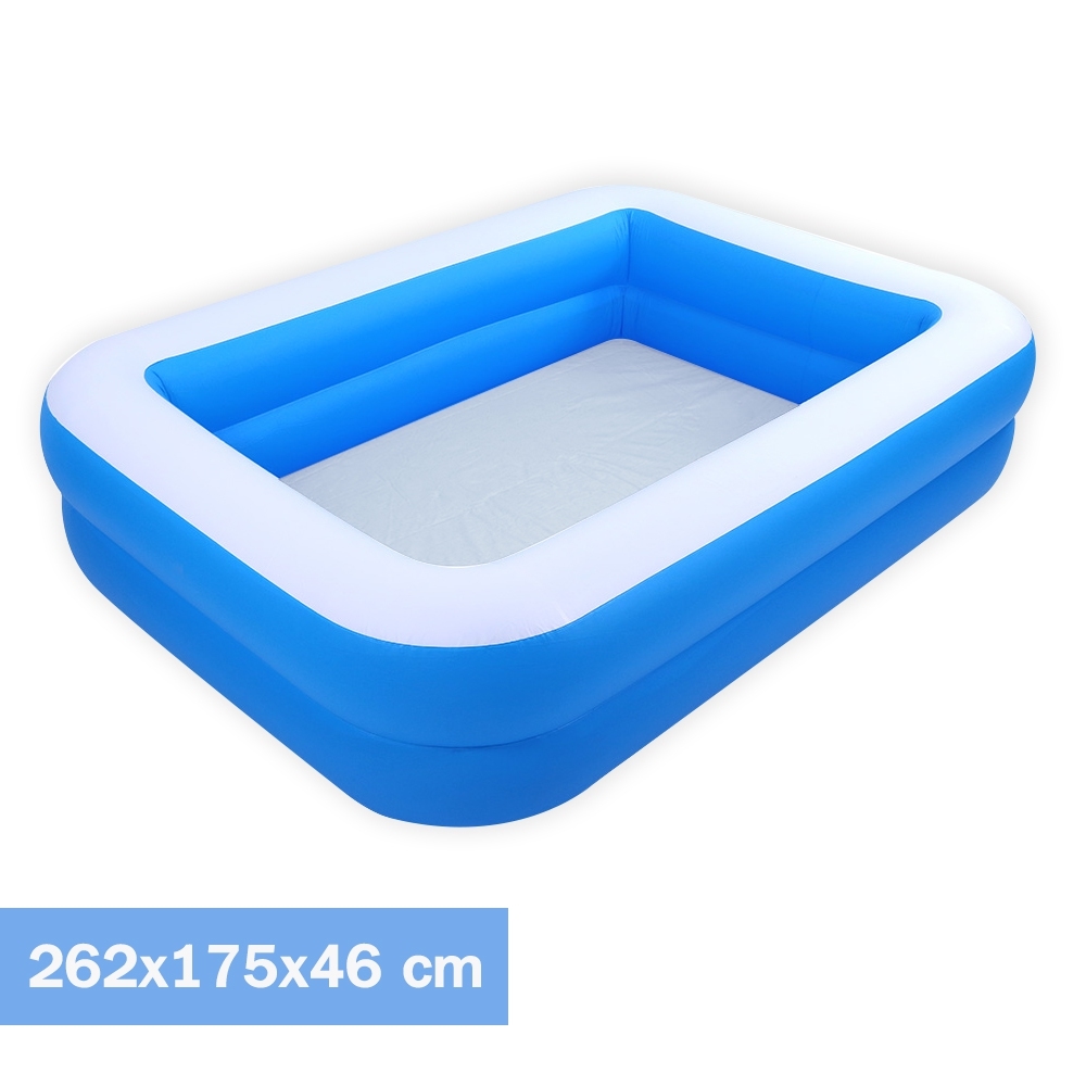 Telecorsa สระน้ำเป่าลม สระว่ายน้ำเป่าลม สระน้ำเด็กสีฟ้า 2 ชั้นทรงสี่เหลี่ยม 262x175x46 cm รุ่น Swim262-175-46-blue-00e-Rim