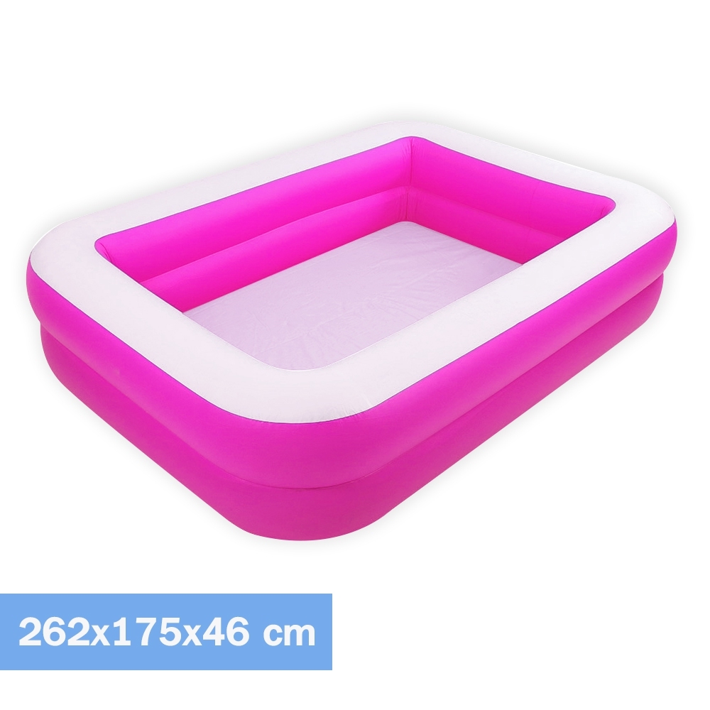 Telecorsa สระน้ำเป่าลม สระว่ายน้ำเป่าลม สระน้ำเด็กสีชมพู 2 ชั้นทรงสี่เหลี่ยม 262x175x46 cm รุ่น Swim262-175-46-pink-00e-Rim