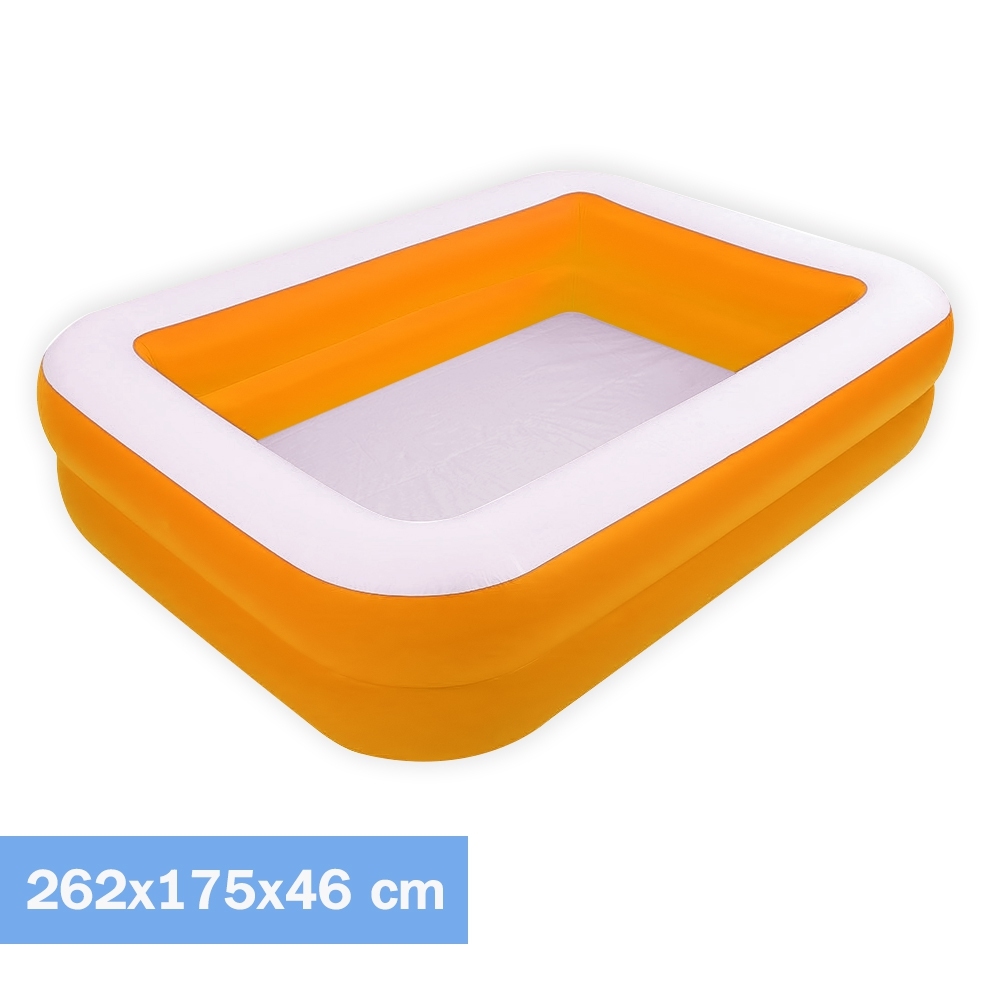 Telecorsa สระน้ำเป่าลม สระว่ายน้ำเป่าลม สระน้ำเด็กสีส้ม 2 ชั้นทรงสี่เหลี่ยม 262x175x46 cm รุ่น Swim262-175-46-orange-00e-Rim