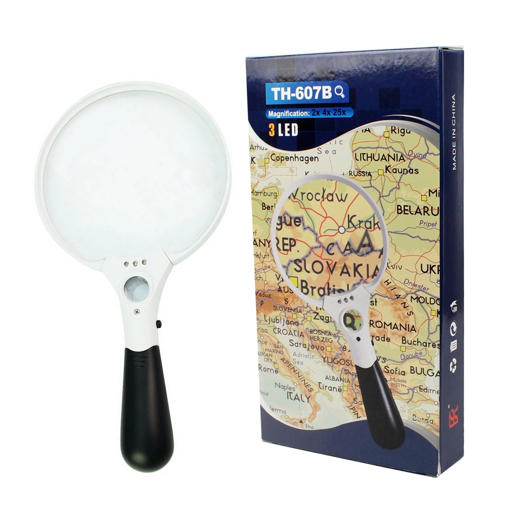 Telecorsa แว่นขยาย มีไฟ LED 3ดวง Magnifier TH-607B รุ่น TH-607B-Magnifier-04a-K2