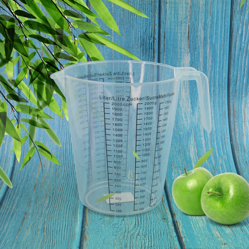 Telecorsa Measuring Jug, Plastic Measuring Cup with Handle 2000 ml. Code Measurement-Jar-Plastic-05A-Tissue