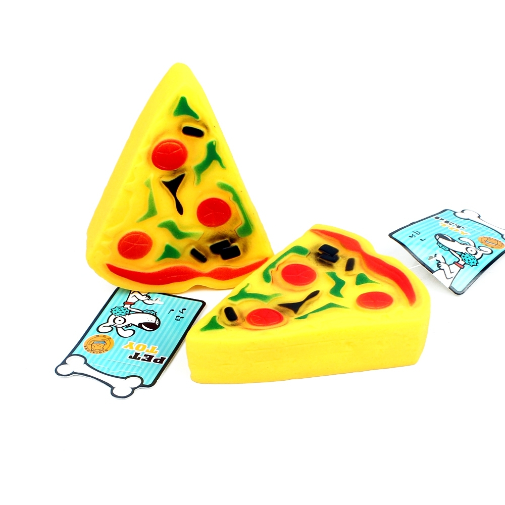 Telecorsa ของเล่นยางบีบ ของเล่นสำหรับสัตว์เลี้ยง พิซซ่ายาง 6568 คละสี รุ่น dog-cat-toy-chewing-pizza-6568-shape-05a-June