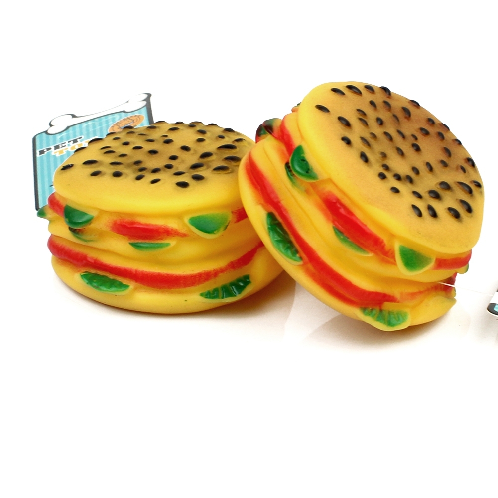 Telecorsa ของเล่นยางบีบ ของเล่นสำหรับสัตว์เลี้ยง เบอร์เกอร์ยาง 6569 คละสี รุ่น dog-cat-toy-chewing-hamburger-6569-shape-05a-June