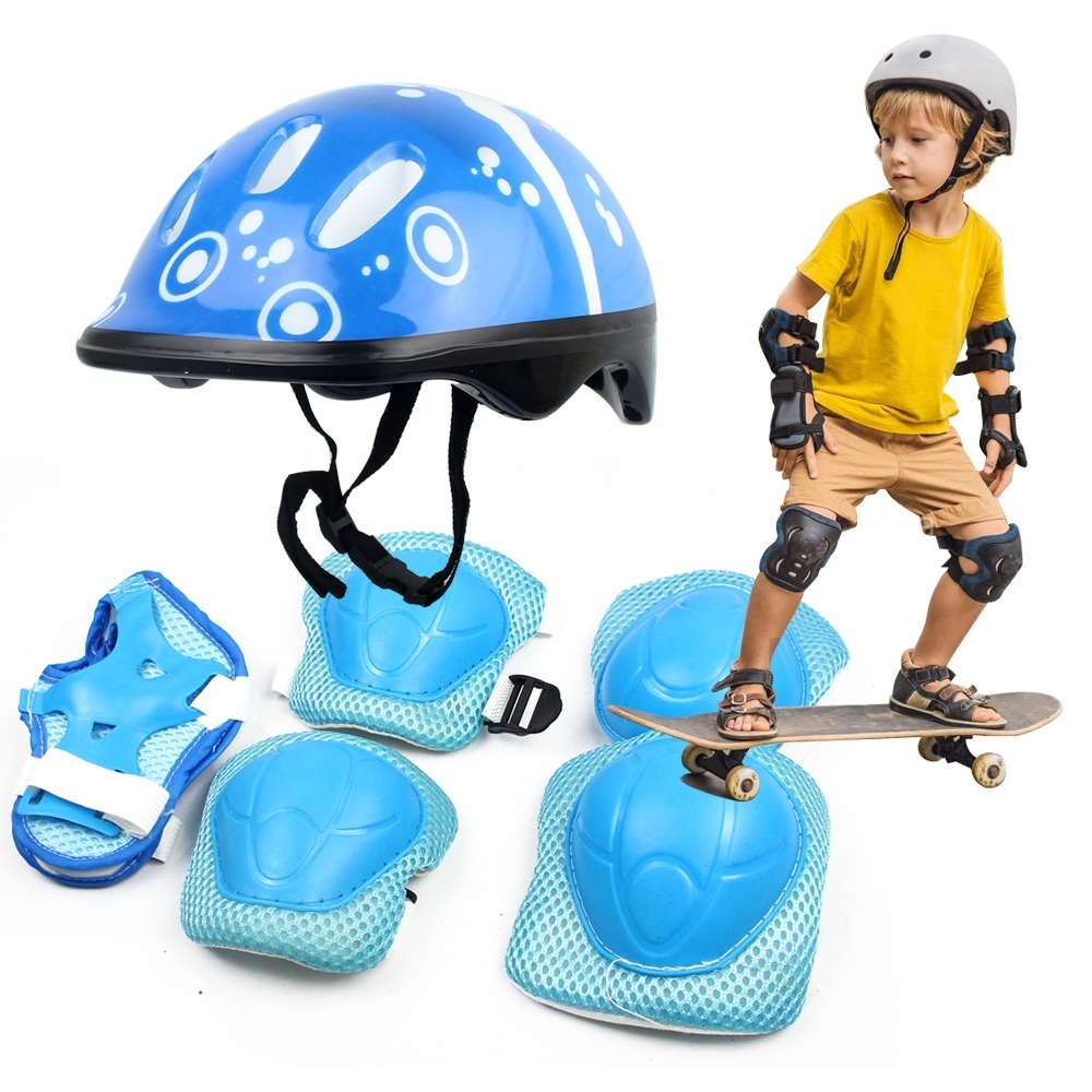 Telecorsa อุปกรณ์ป้องกันสำหรับเด็ก  อุปกรณ์กันกระแทกเด็ก (7ชิ้น) คละสี รุ่น Kids-helmet-ankle-elbow-protector-03a-Toy