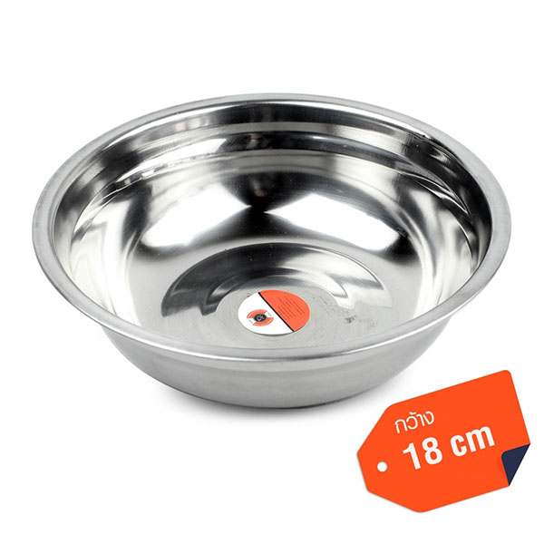 Telecorsa Stainless Steel Bowl Mixer Bowl (18cm.) Code Stainless-Steel-Noodle-Rice-Food-Bowl-18-CM-00F