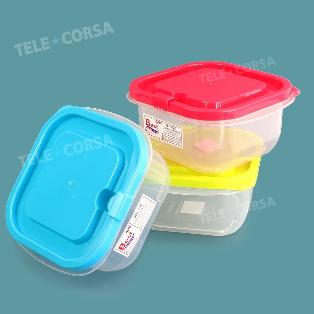 Telecorsa กล่องถนอมอาหารทรงสี่เหลี่ยมจตุรัส (คละสี) รุ่น Container-square-food-fruit-box-00h-T5