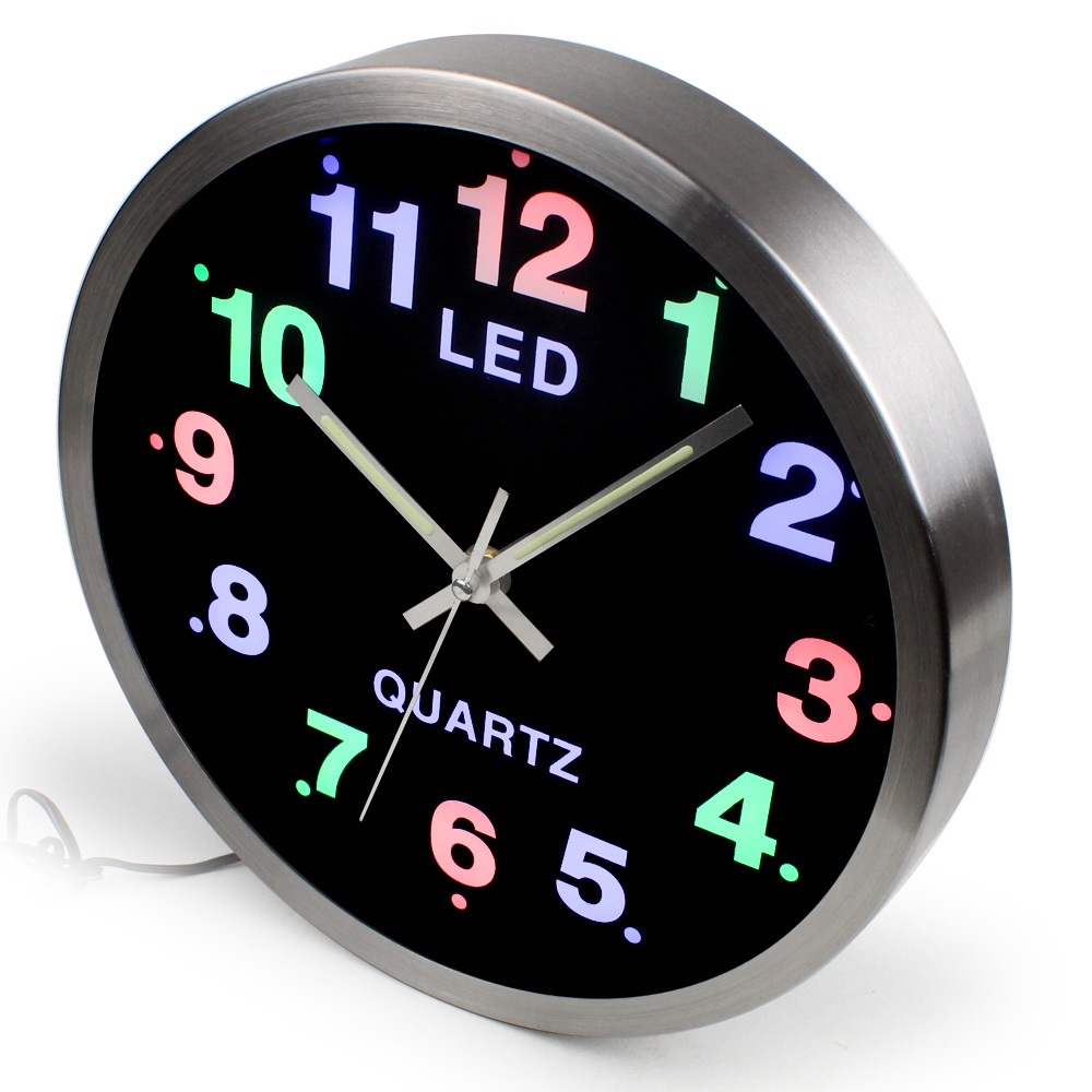 Telecorsa นาฬิกาติดผนัง Quartz  LED CLOCK เรืองแสงได้แม้ในที่มืด ขนาด 25 CM  รุ่น 801-05c-song