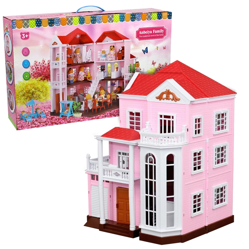 Telecorsa 3-storey doll house, Anbeiya Family children's toy, Rabbit-House-1518-02H-Rim model