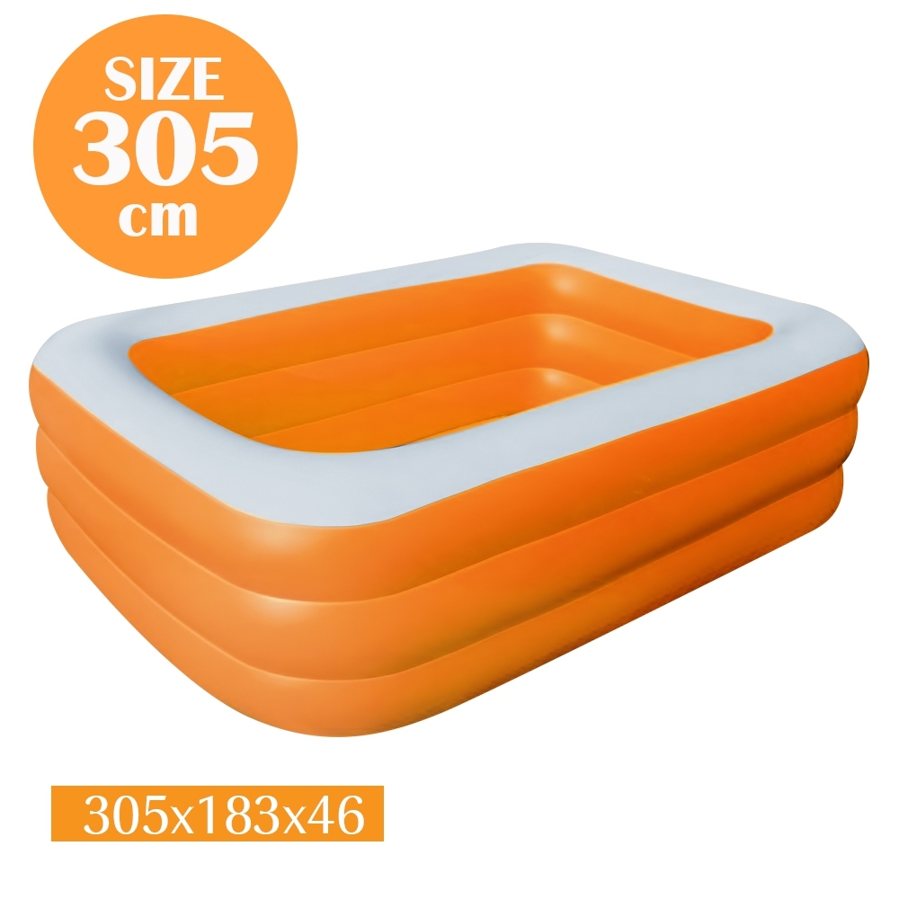 Telecorsa สระน้ำเป่าลม สระว่ายน้ำเป่าลม 3ชั้น Family Pool ขนาด 305x183x46 cm สีส้ม รุ่น Swim-305-183-46-Orange-05F-Toy