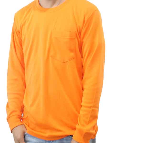 Telecorsa  เสื้อยืด แขนยาว สีส้ม สวมใส่สบาย รุ่น Orange-Long-T-Shirt-Cotton-Joe-Beam