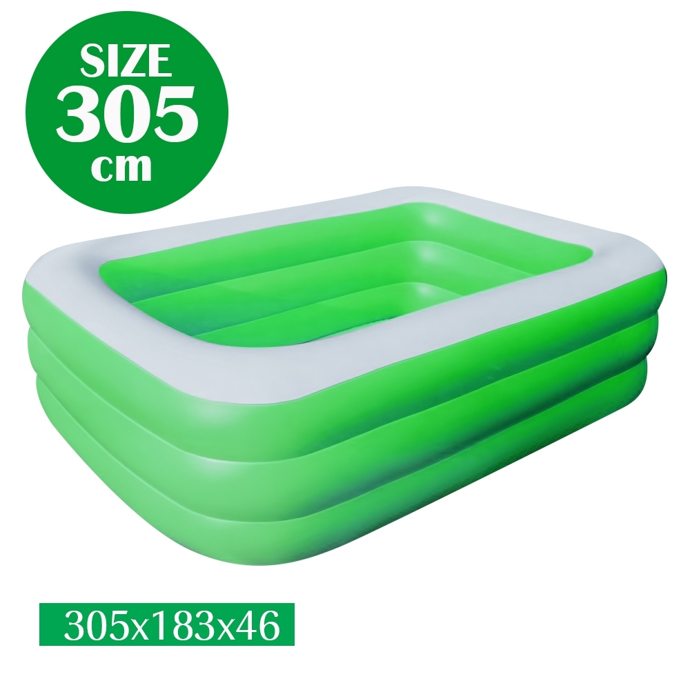 Telecorsa สระน้ำเป่าลม สระว่ายน้ำเป่าลม 3ชั้น Family Pool ขนาด 305x183x46 cm สีเขียว รุ่น Swim-305-183-46-Green-05F-Toy