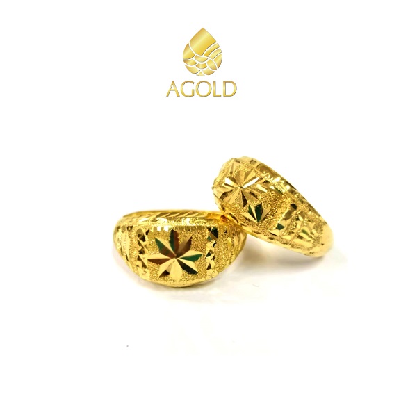 AGOLD แหวนทองคำแท้ 96.5% ลายโปร่งจิกเพชร คละแบบ คละลาย